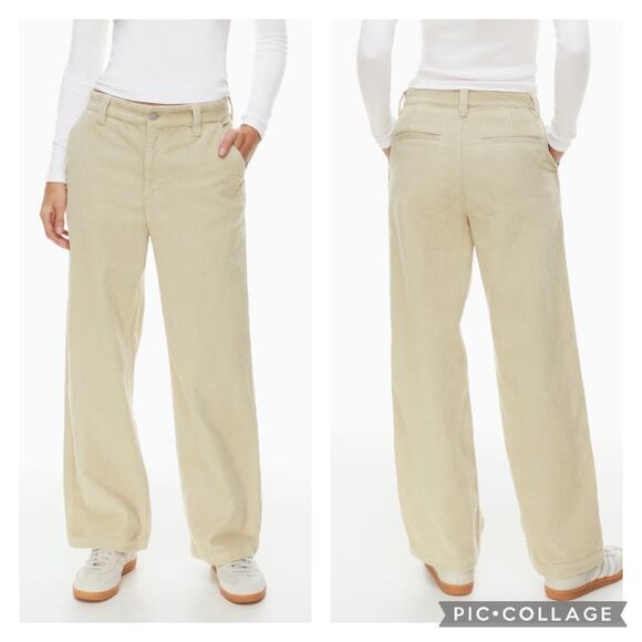 Aritzia Pants - Aritzia TNA Tan Ripcord Corduroy Pants Straight Leg Size 4
